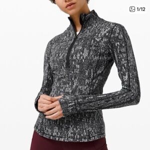 Lululemon Athletica Black and Gray Patterned Quarterzip